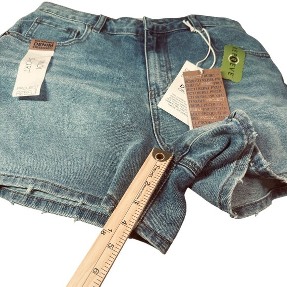 Project Rebel Women's Sustainable Denim Midi Shorts Blue.Size 11 - Picture 3 of 8